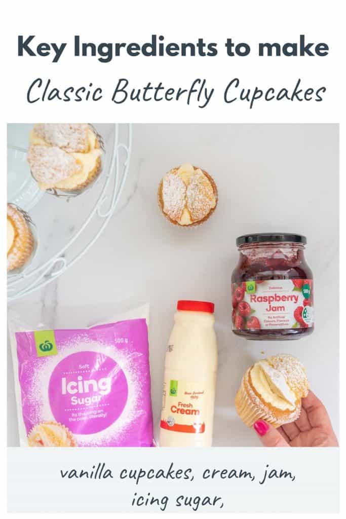 Key ingredients to make Classic butterfly cupcakes