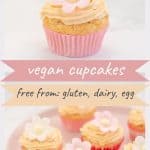2 image collage of dairy free cupcakes with text overlay