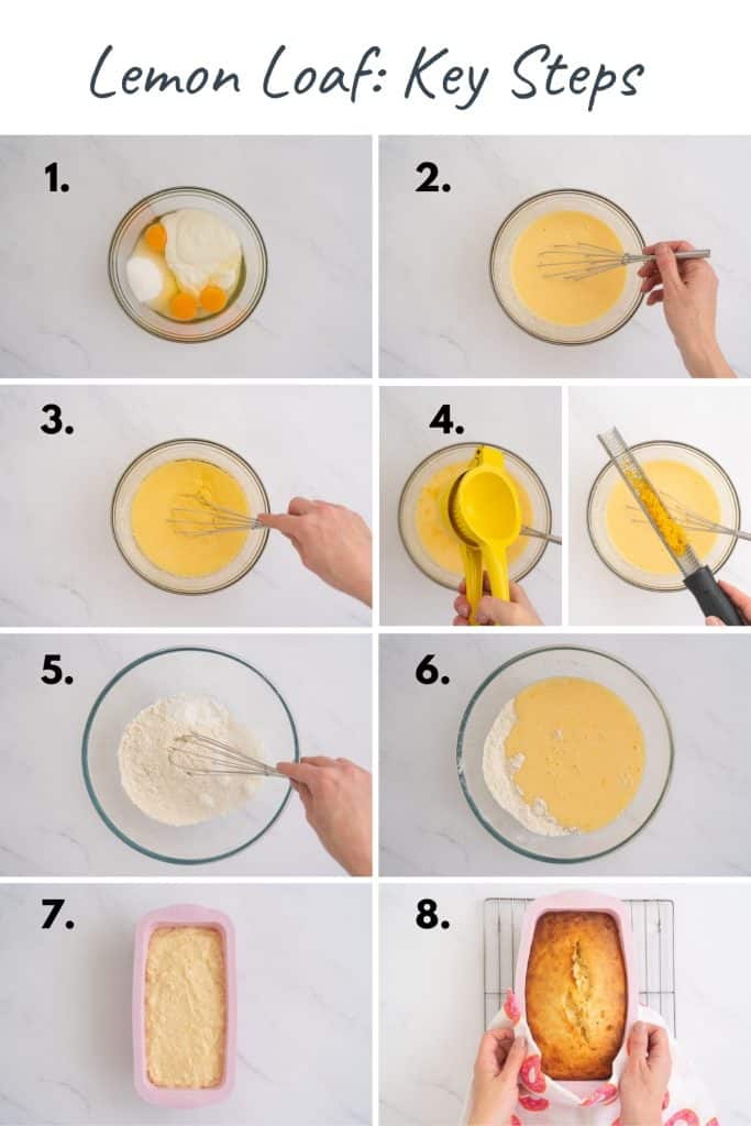 Step by step images of lemon load being made.