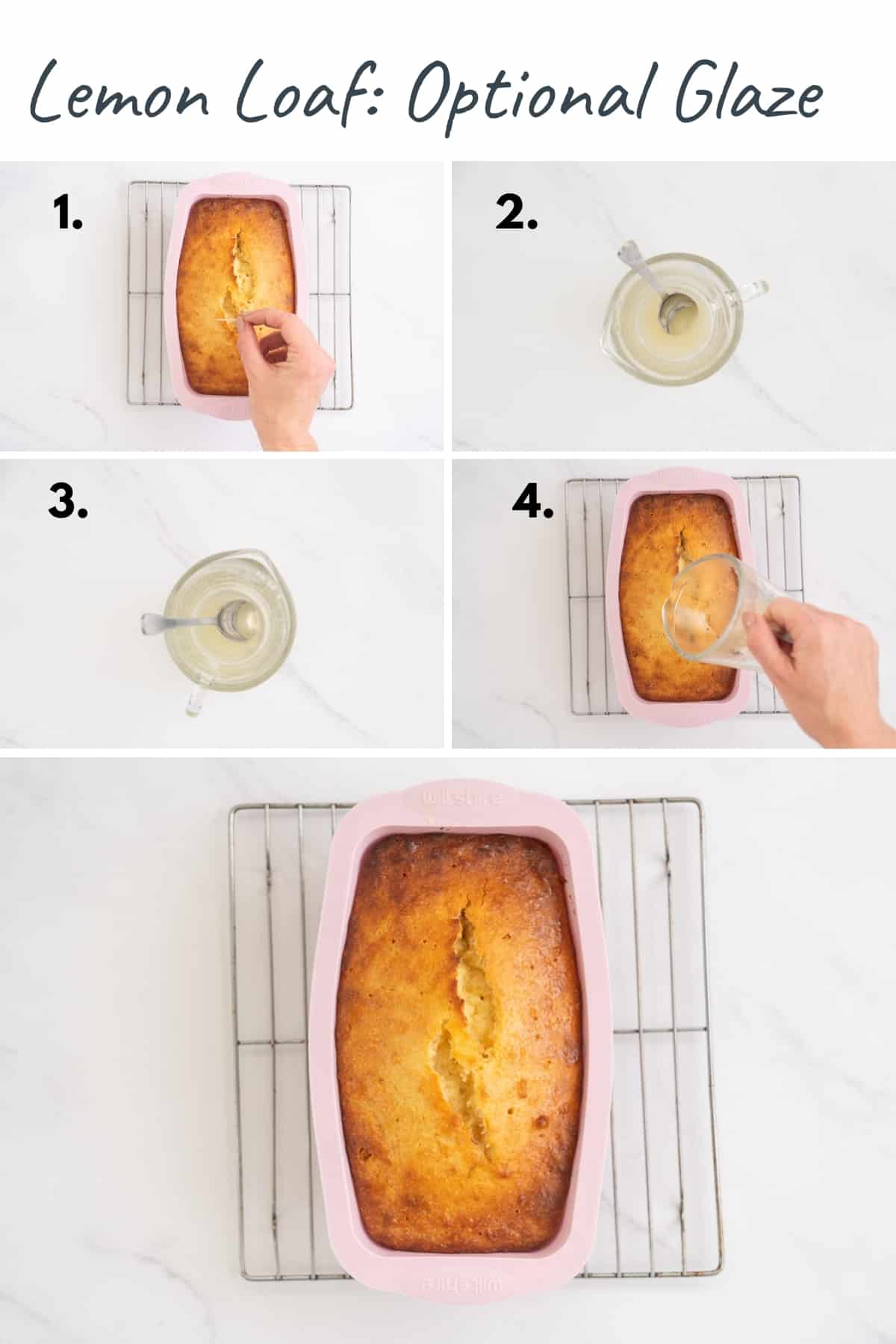 Step by step instructions with images od lemon loaf glaze.