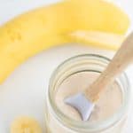 banana chia pudding with text overlay for pinterest