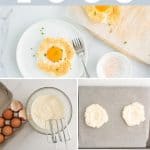 5 photo collage with text overlay "easy cloud eggs".