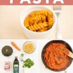 5 photo collage with text overlay "easy baby pasta"