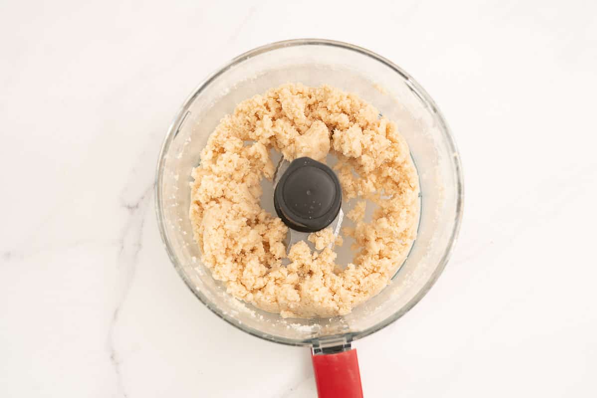 Coconut ball mix in a food processor.