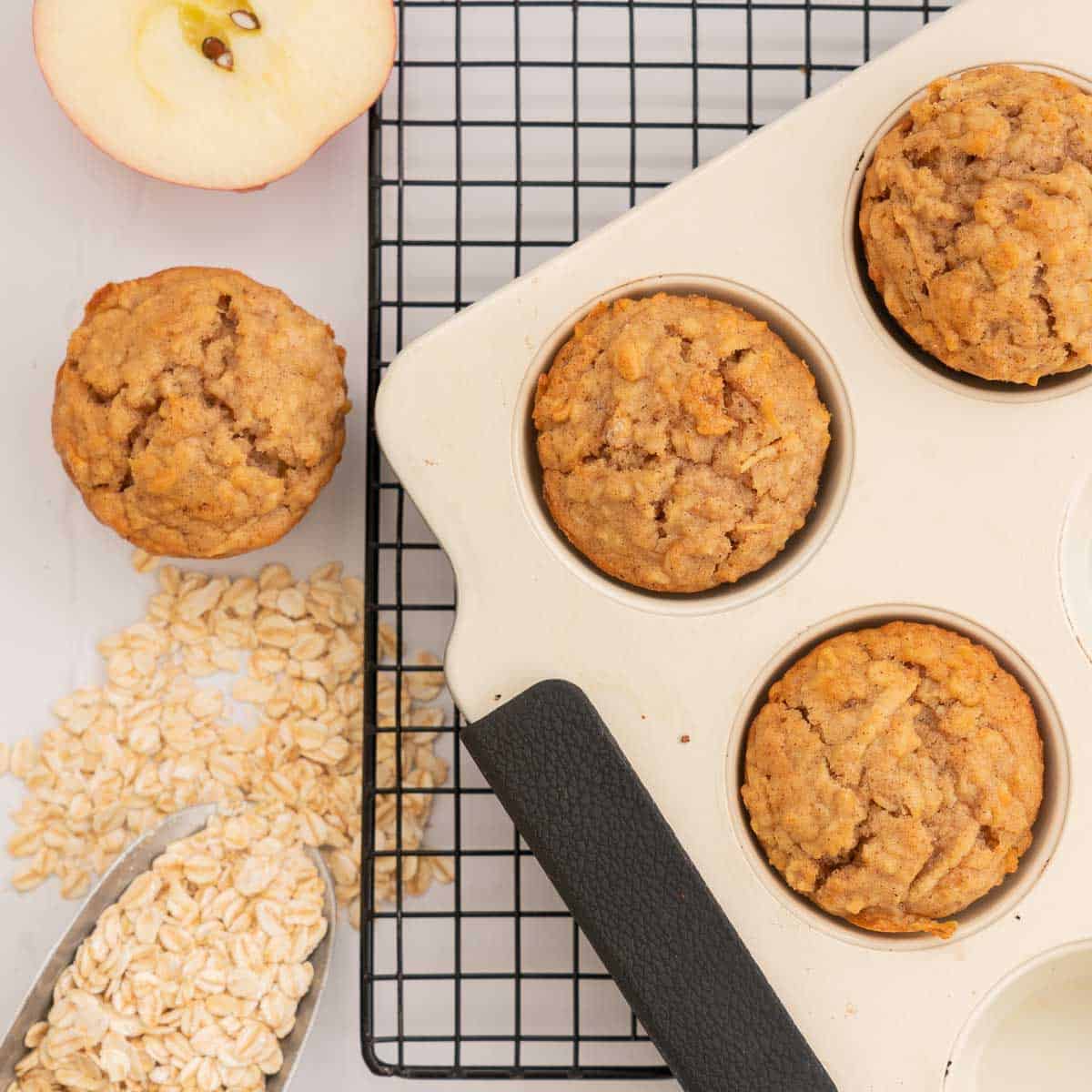 Healthy Cinnamon Apple Muffins With Rolled Oats My Kids Lick The Bowl