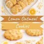 Two photo collage of lemon cookies with text overlay.