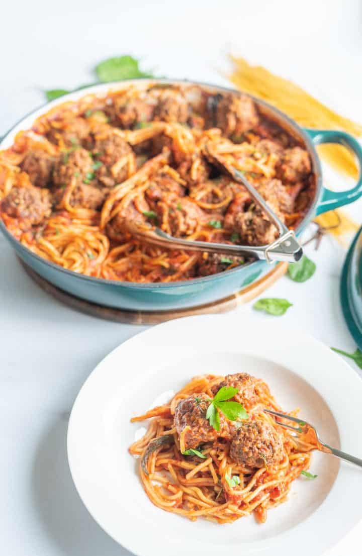 Baked Spaghetti and Meatballs - My Kids Lick The Bowl