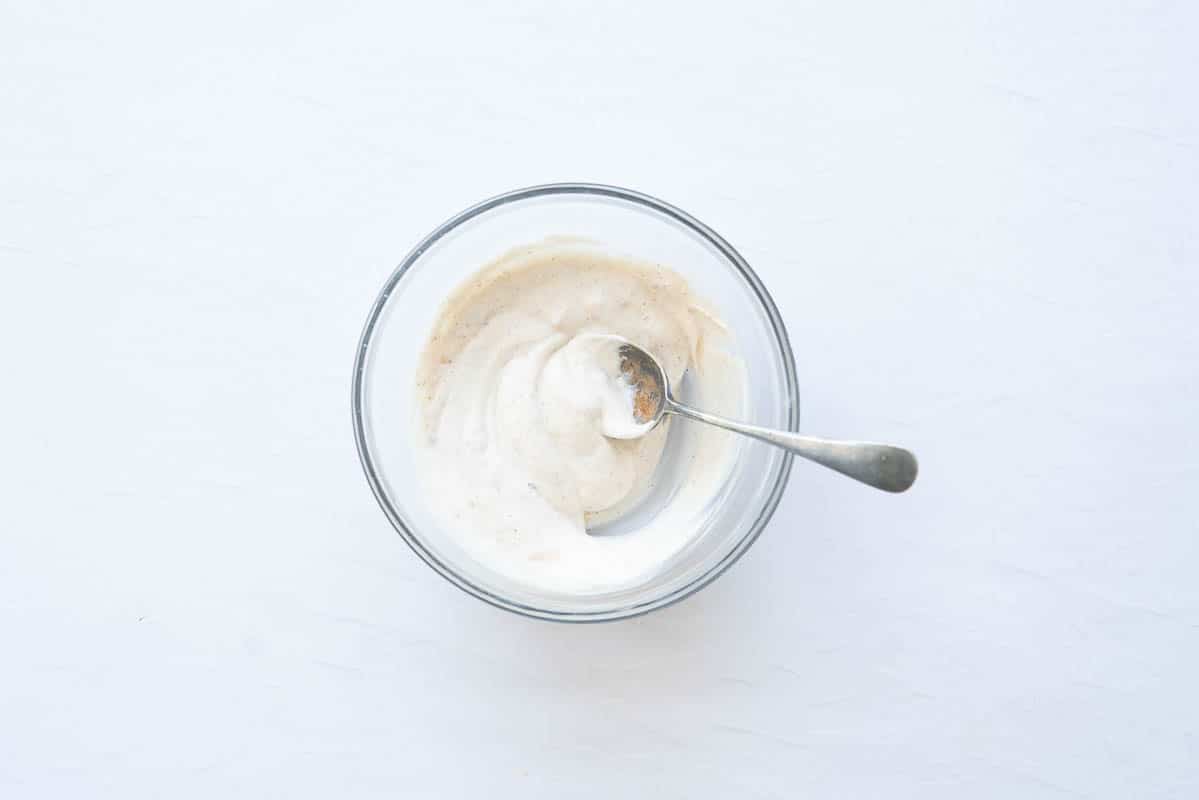 Yoghurt and almond butter combined.