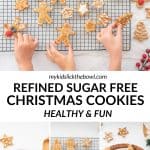 Four photo collage of healthy christmas cookies