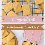 Two photo collage of hummus crackers with text overlay for pinterest