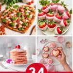 A six photo collage of valentines recipes for kids with text overlay for pinterest.