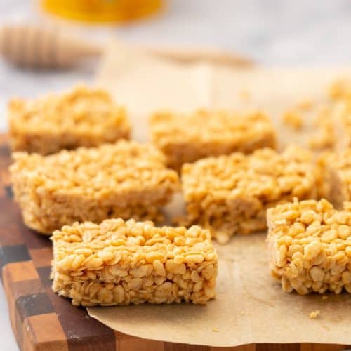 No-bake Rice Bubble Oat Slice - Healthy Rice Krispie Treat Recipe