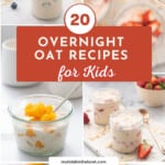 Five image collage of overnight oat recipes with text overlay for pinterest.