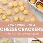 A four photo collage of cheese crackers with text overlay for Pinterest.