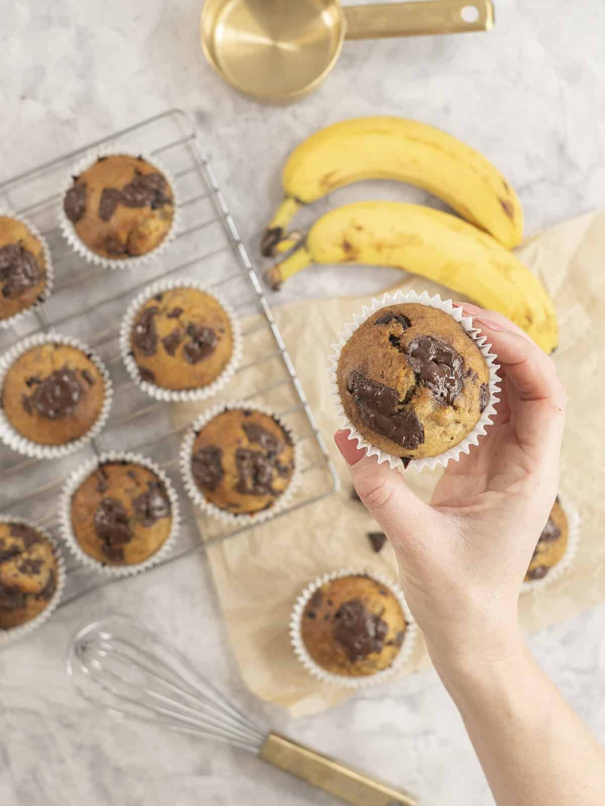 Chocolate Chunk Banana Muffins