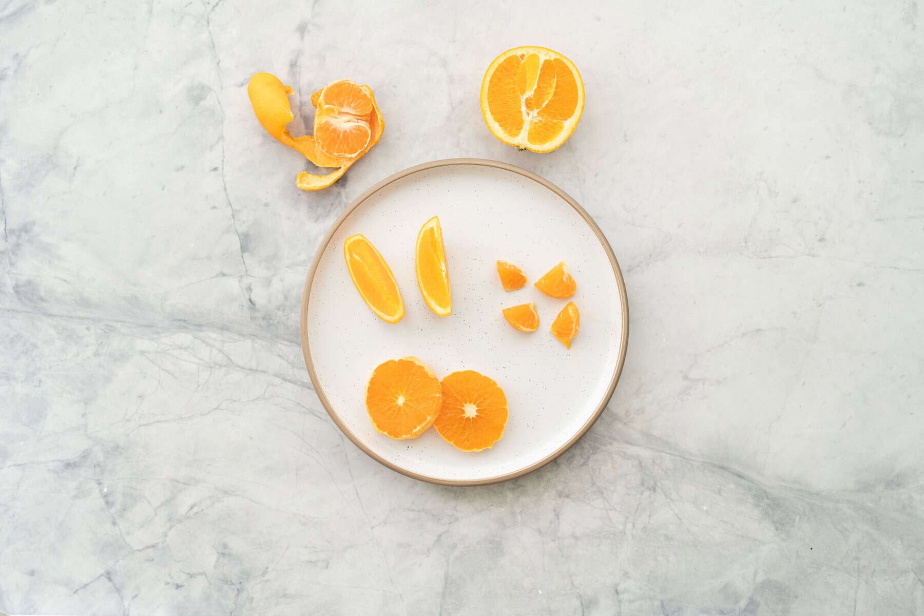 Citrus fruits cut in safe ways for baby led weaning. 