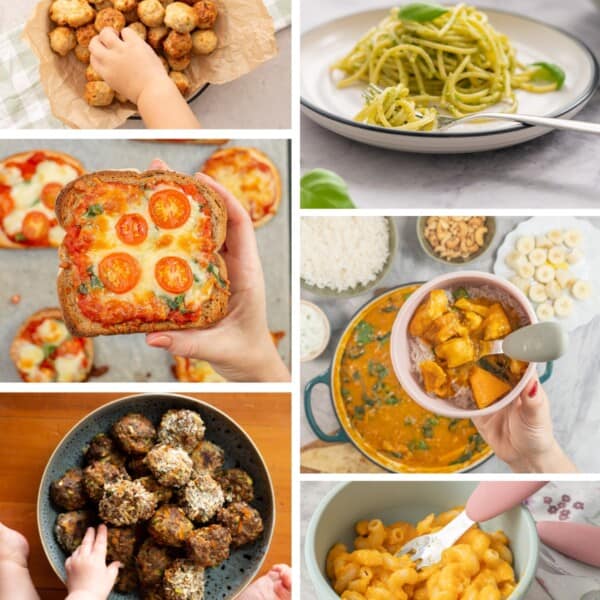 6 images of easy toddler meals.